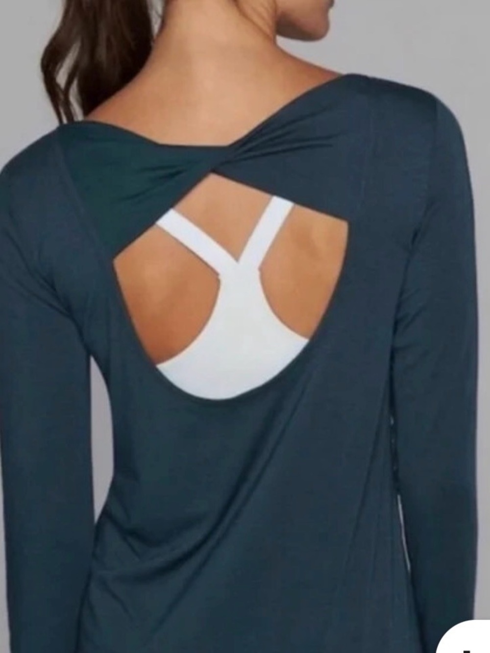 Athleta Long-Sleeve Open Twist Back Top in Teal Blue Size Large
